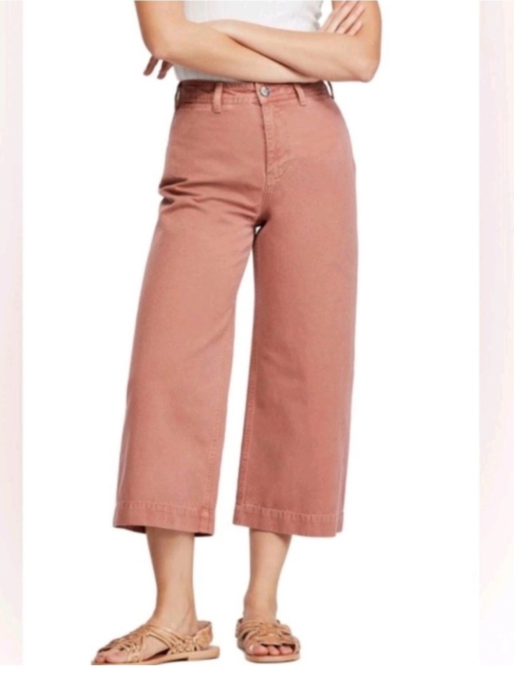 We The Free People Patti High Rise Wide Leg Crop Pants In Rose